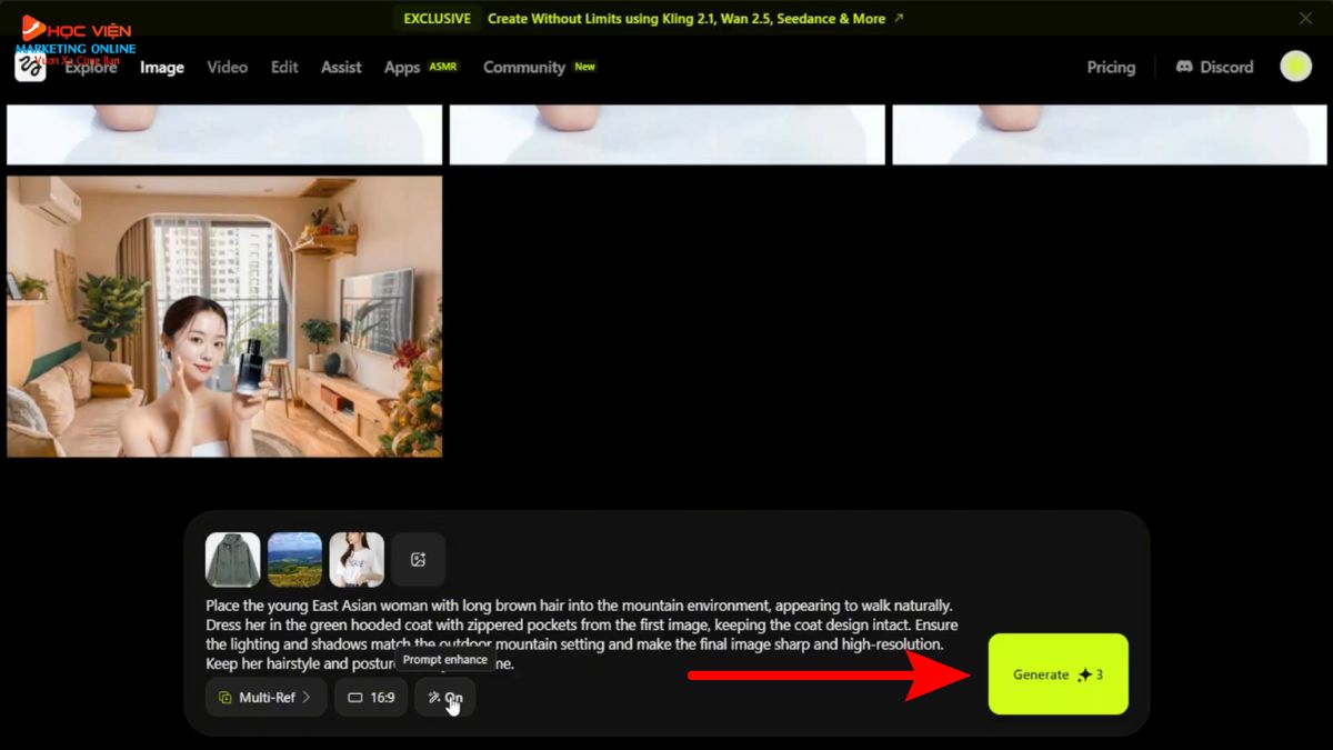 Hướng Dẫn Cách Sử Dụng Higgsfield AI tạo video kết hợp từ nhiều ảnh giai đoạn 1 bước 6