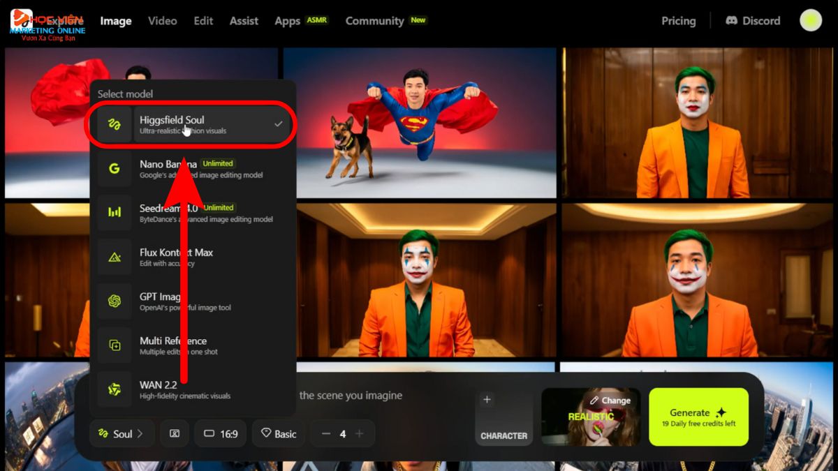 Hướng Dẫn Cách Sử Dụng Higgsfield AI tạo video quảng cáo cinematic giai đoạn 1 bước 2.2