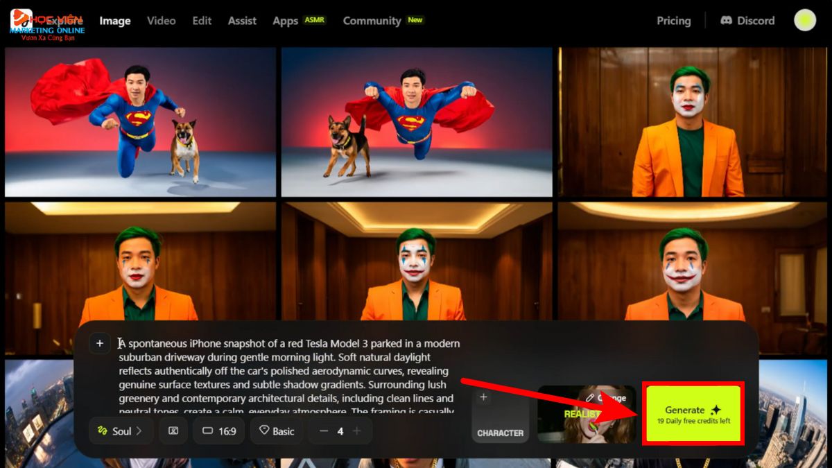 Hướng Dẫn Cách Sử Dụng Higgsfield AI tạo video quảng cáo cinematic giai đoạn 1 bước 3