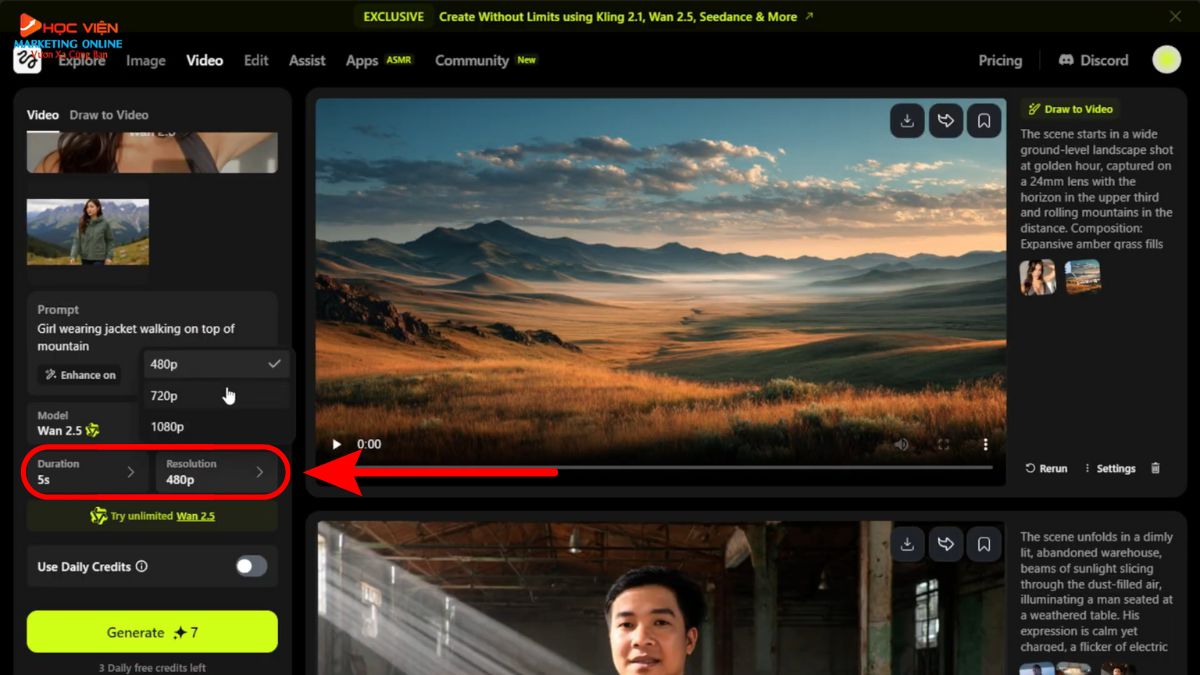 Hướng Dẫn Cách Sử Dụng Higgsfield AI tạo video kết hợp từ nhiều ảnh giai đoạn 2 bước 3