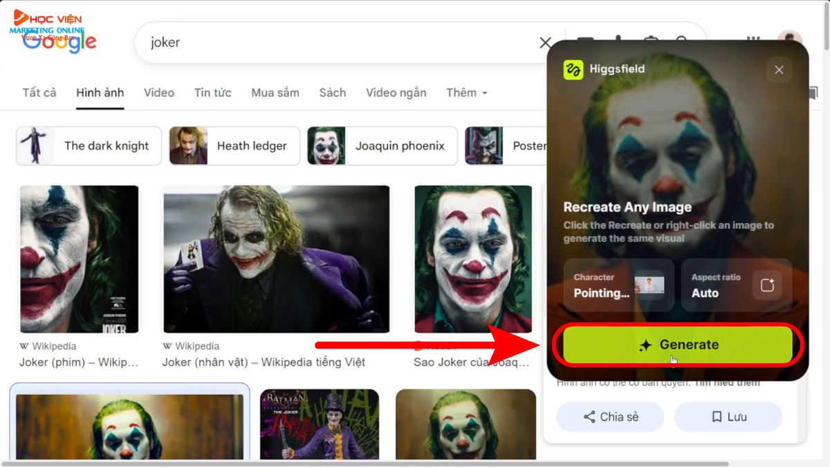 Hướng Dẫn Cách Sử Dụng Higgsfield AI Sử dụng extension để áp dụng ngoại hình bước 5