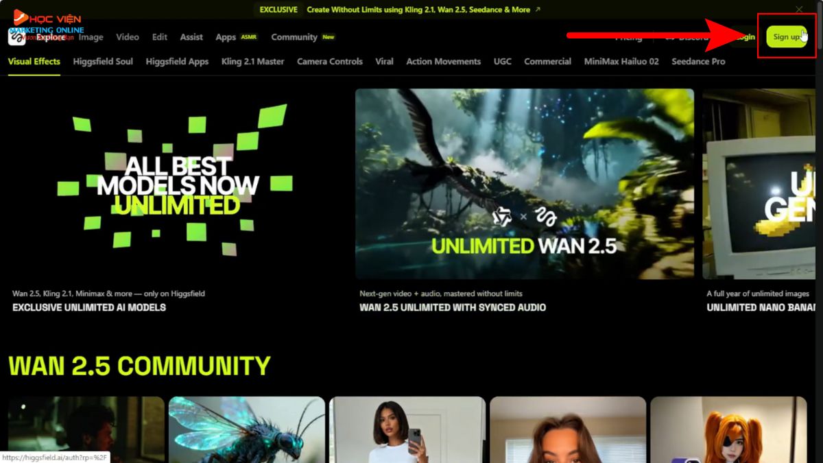 Cách Đăng Ký Tài Khoản Higgsfiled AI Miễn Phí bước 2