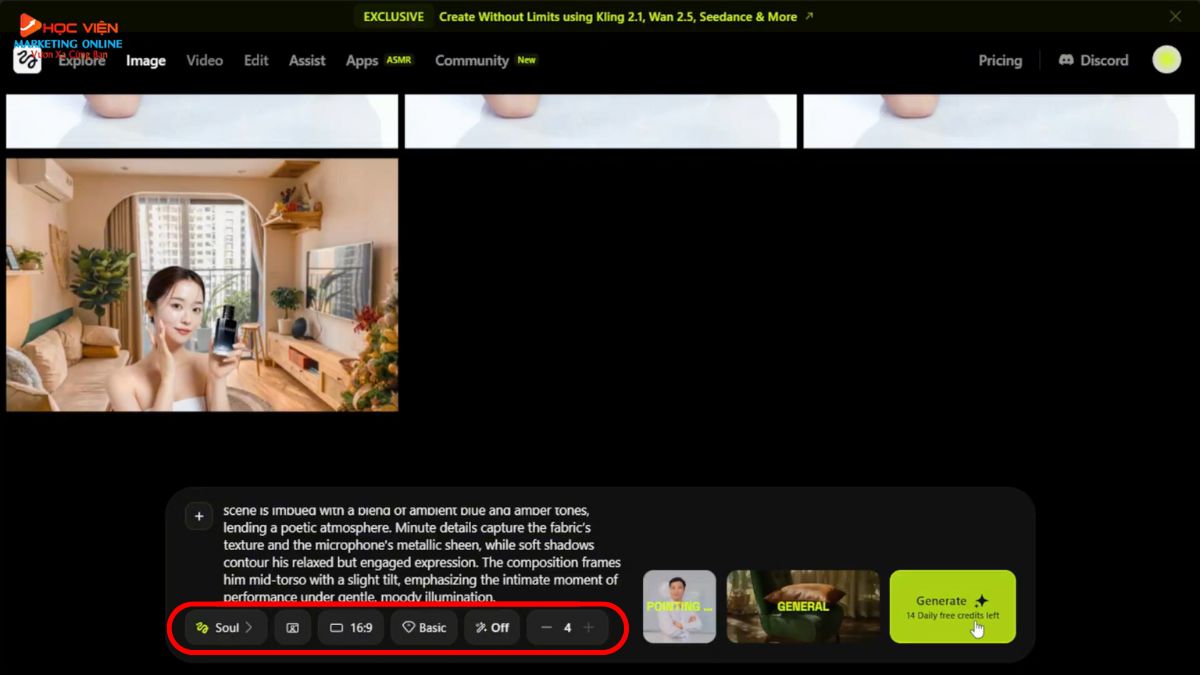 Hướng Dẫn Cách Sử Dụng Higgsfield AI tạo ảnh đồng nhất ngoại hình cơ bản bước 4