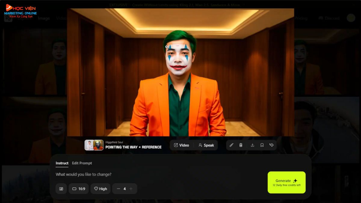 Hướng Dẫn Cách Sử Dụng Higgsfield AI Sử dụng extension để áp dụng ngoại hình bước 6.2