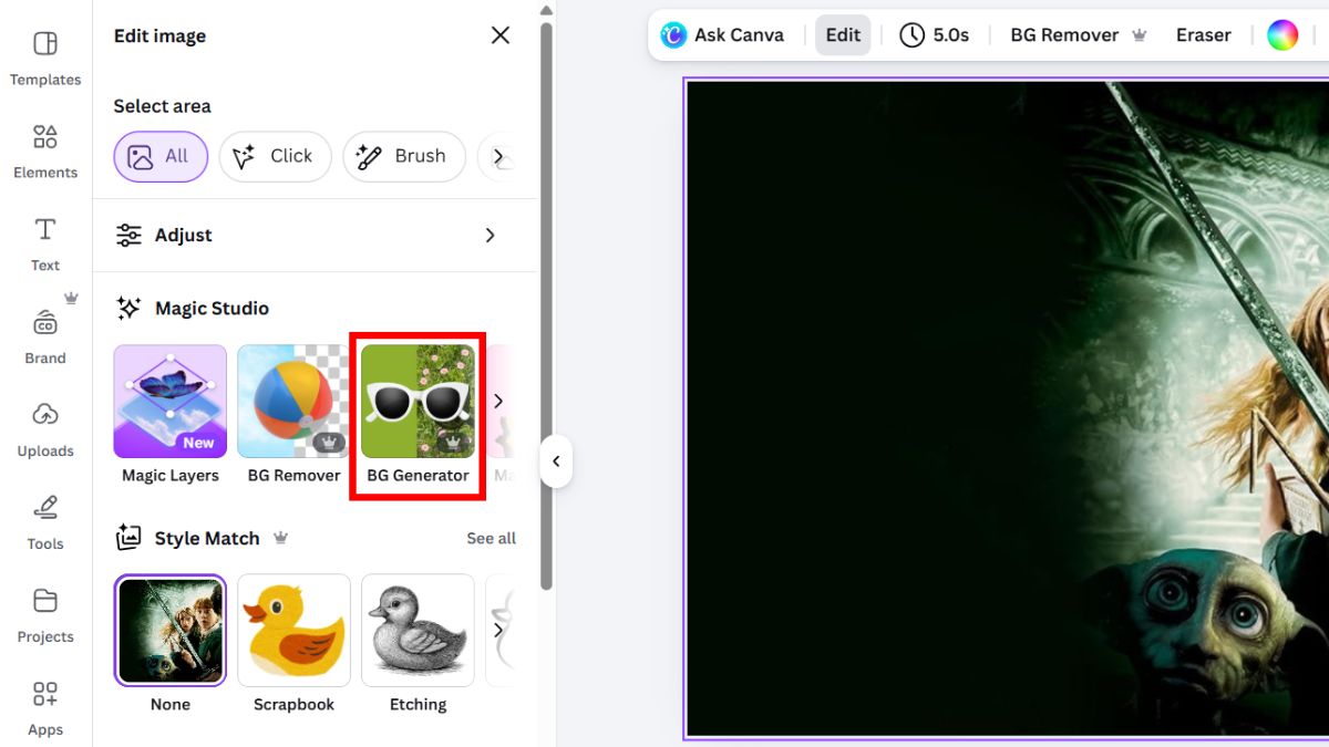 Hướng Dẫn Cách Đổi Nền Trên Canva Bằng AI trên máy tính bước 2.2