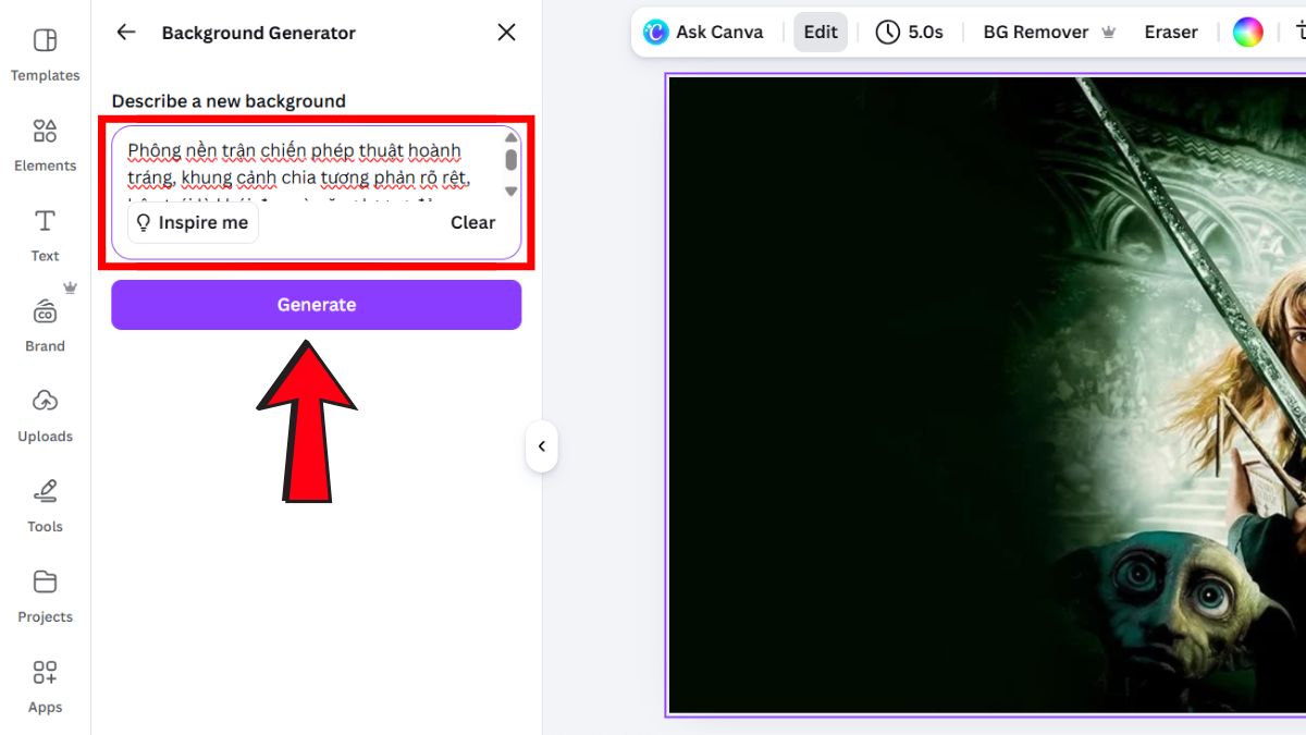 Hướng Dẫn Cách Đổi Nền Trên Canva Bằng AI trên máy tính bước 3.1