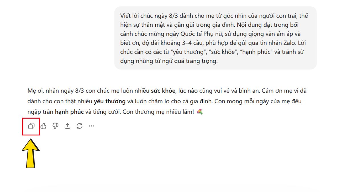 Hướng Dẫn Cách Viết Lời Chúc 8/3 Bằng ChatGPT bước 3