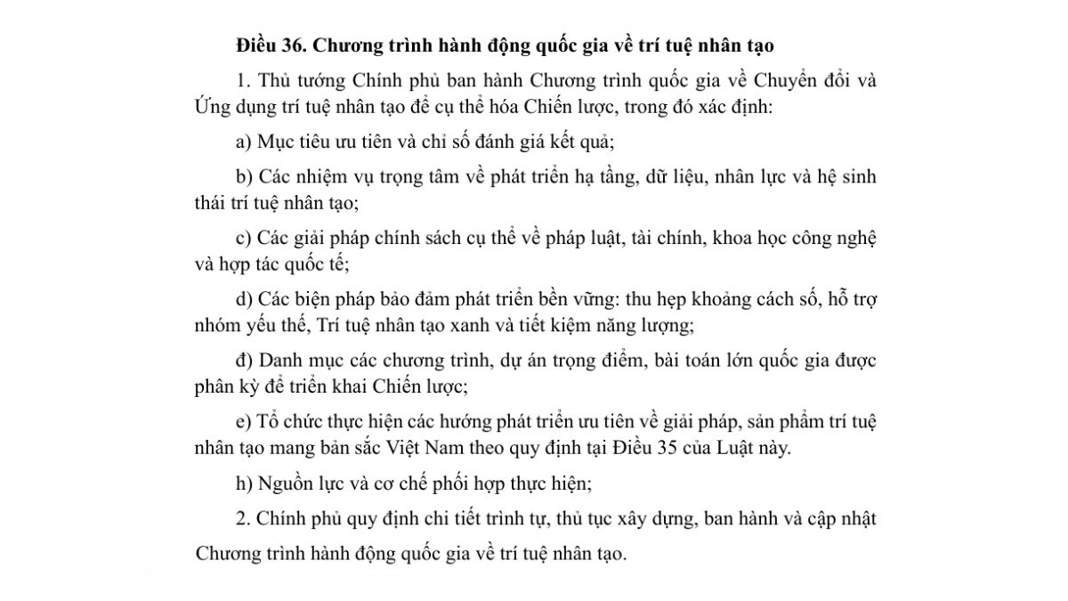 Luật trí tuệ nhân tạo AI- Chương 4 điều 36