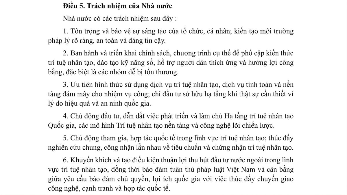 Luật trí tuệ nhân tạo AI- Chương 1 điều 5