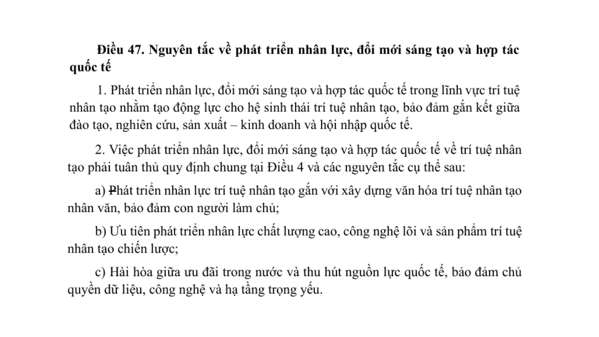 Luật trí tuệ nhân tạo AI- Chương 6 điều 47