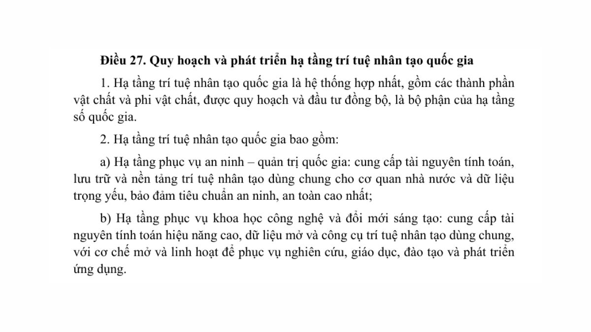 Luật trí tuệ nhân tạo AI- Chương 2 điều 27