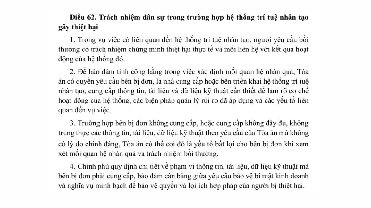 Luật trí tuệ nhân tạo AI- Chương 8 điều 62