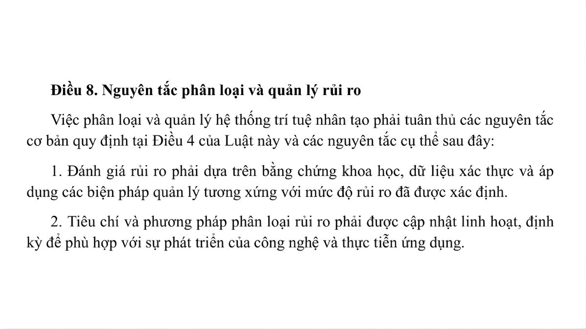 Luật trí tuệ nhân tạo AI- Chương 2 điều 8