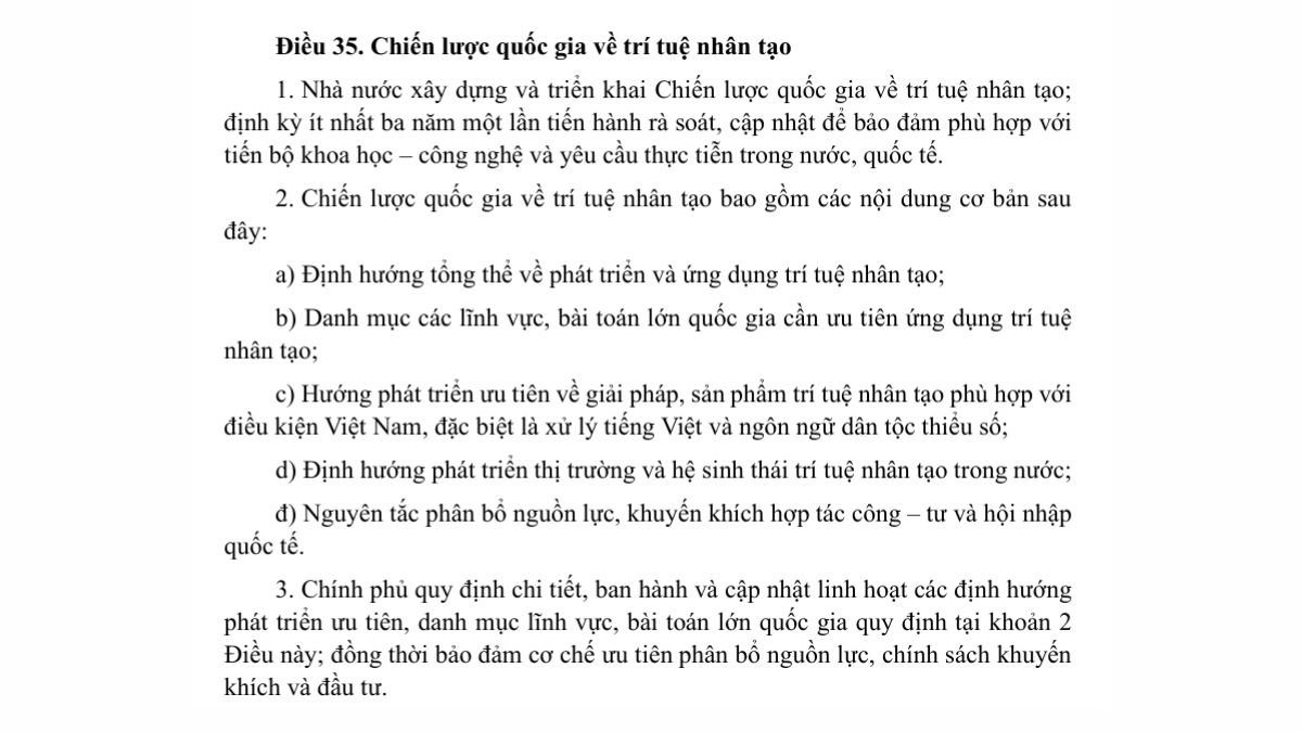 Luật trí tuệ nhân tạo AI- Chương 4 điều 35