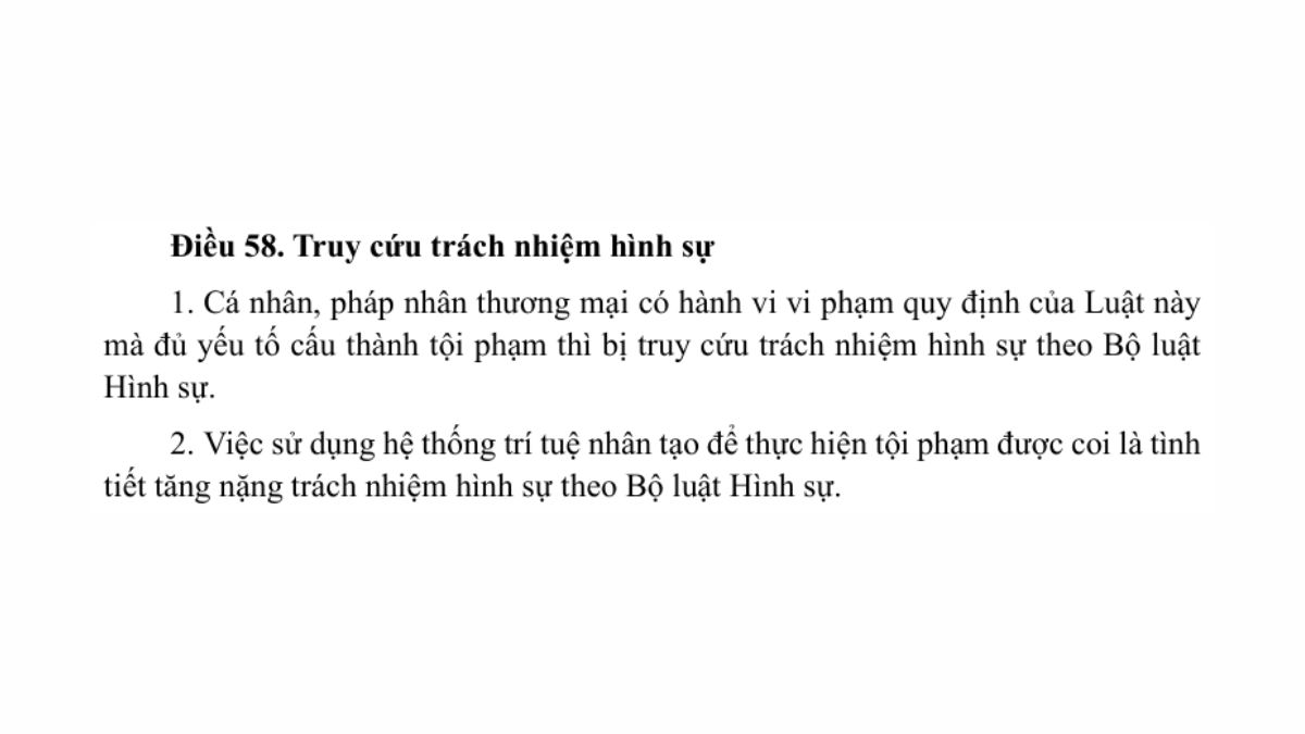 Luật trí tuệ nhân tạo AI- Chương 7 điều 58