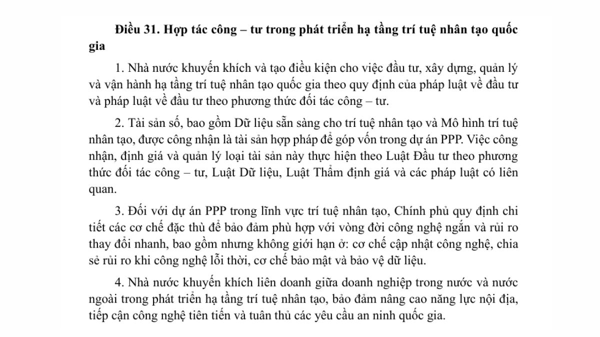 Luật trí tuệ nhân tạo AI- Chương 3 điều 31