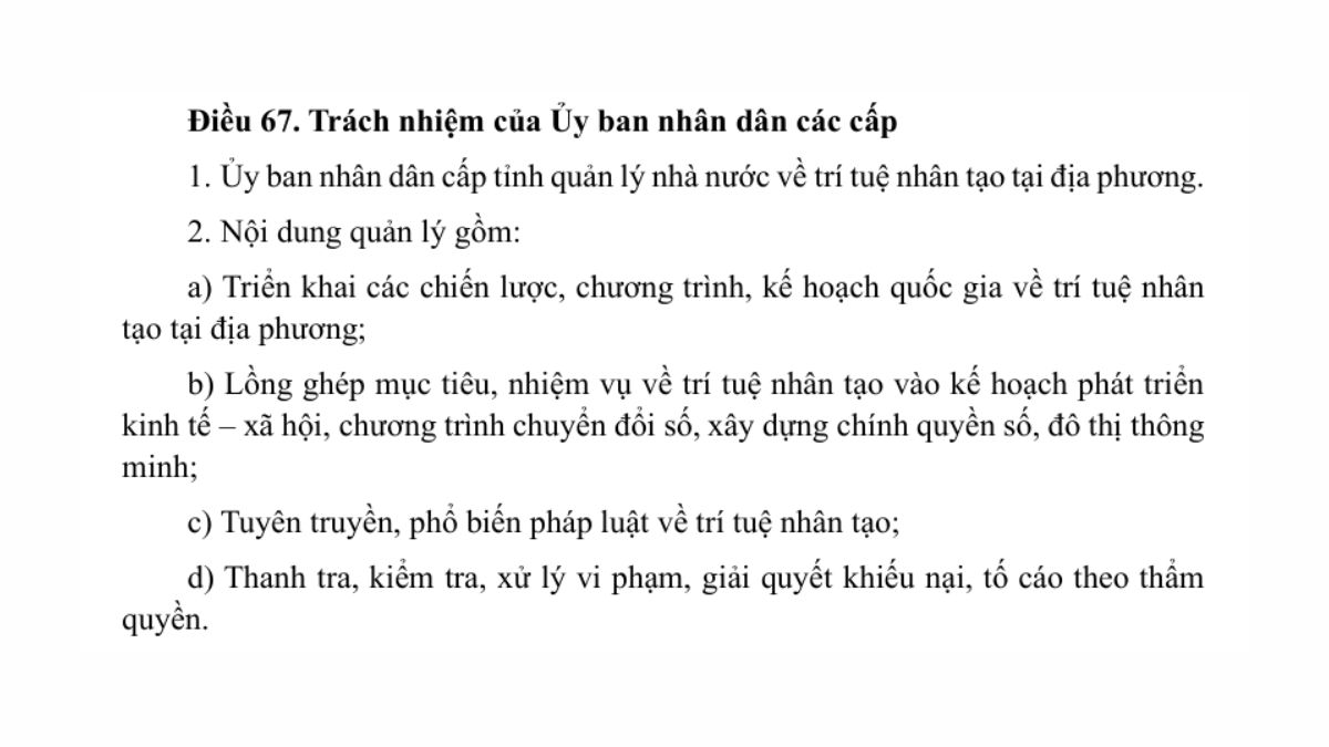 Luật trí tuệ nhân tạo AI- Chương 9 điều 67