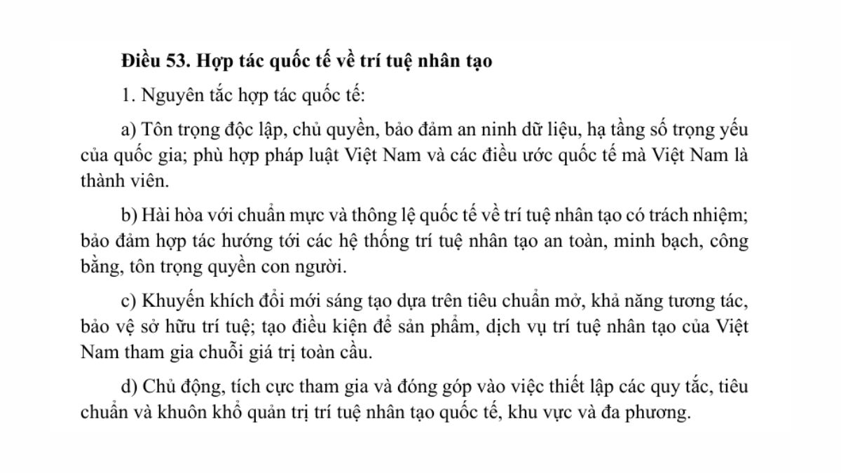 Luật trí tuệ nhân tạo AI- Chương 6 điều 53