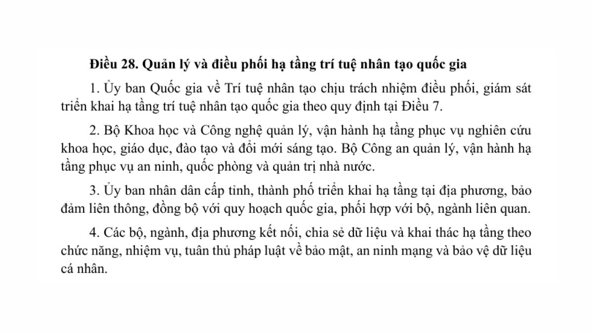 Luật trí tuệ nhân tạo AI- Chương 3 điều 28