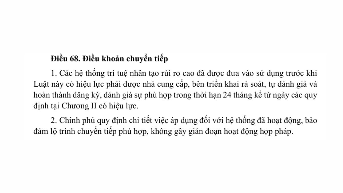 Luật trí tuệ nhân tạo AI- Chương 9 điều 68