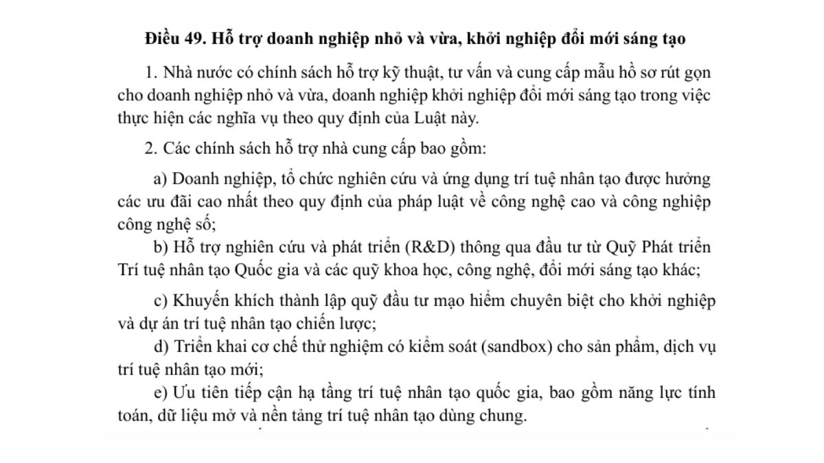 Luật trí tuệ nhân tạo AI- Chương 6 điều 49
