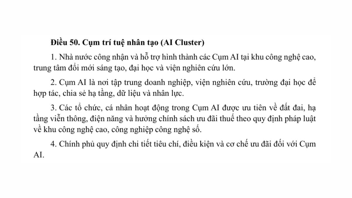 Luật trí tuệ nhân tạo AI- Chương 6 điều 50