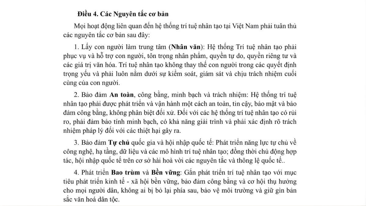 Luật trí tuệ nhân tạo AI- Chương 1 điều 4