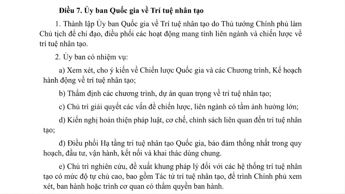 Luật trí tuệ nhân tạo AI- Chương 1 điều 7