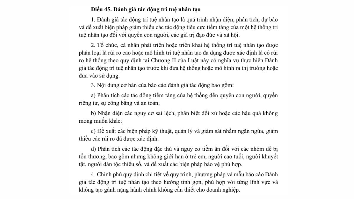 Luật trí tuệ nhân tạo AI- Chương 5 điều 45