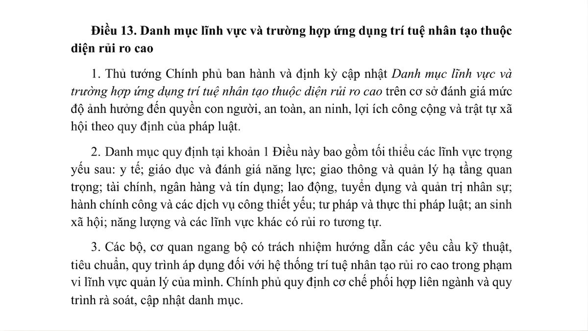 Luật trí tuệ nhân tạo AI- Chương 2 điều 13