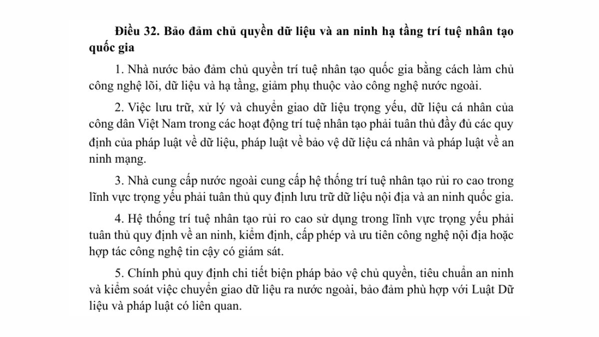 Luật trí tuệ nhân tạo AI- Chương 3 điều 32