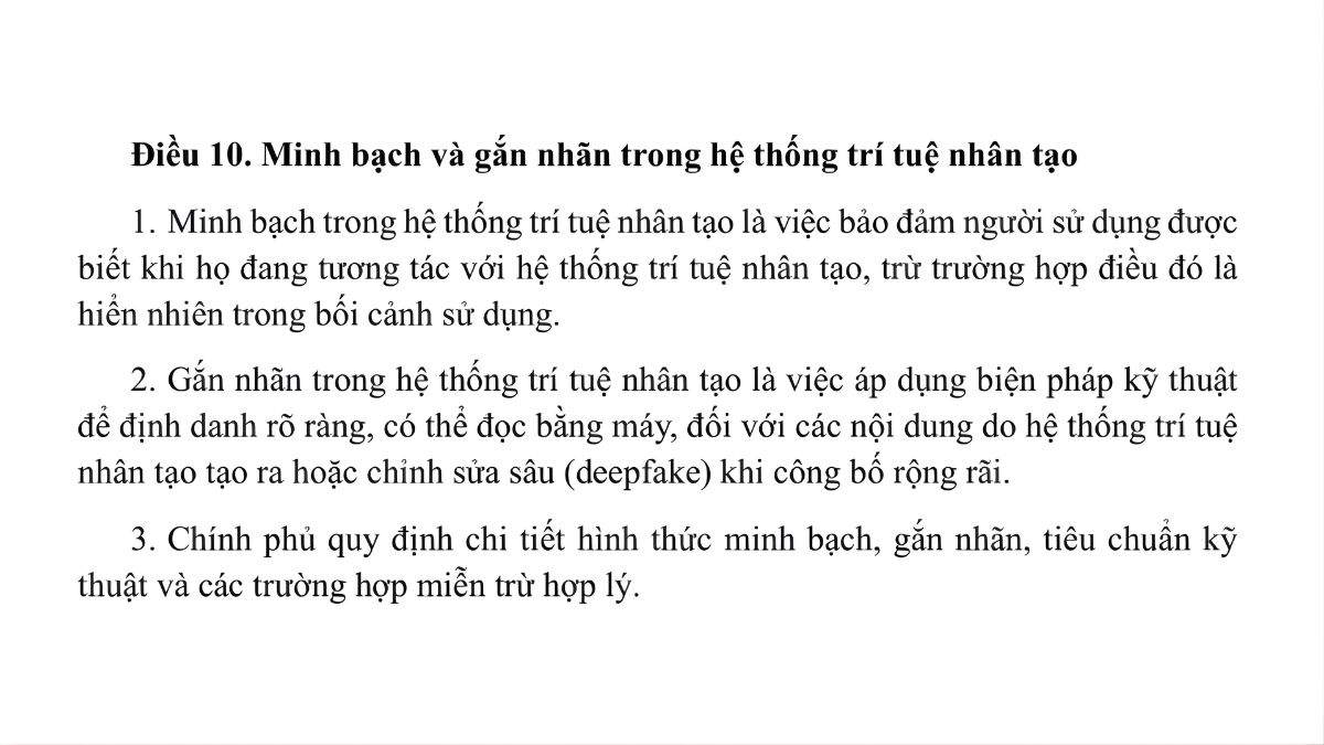 Luật trí tuệ nhân tạo AI- Chương 2 điều 10