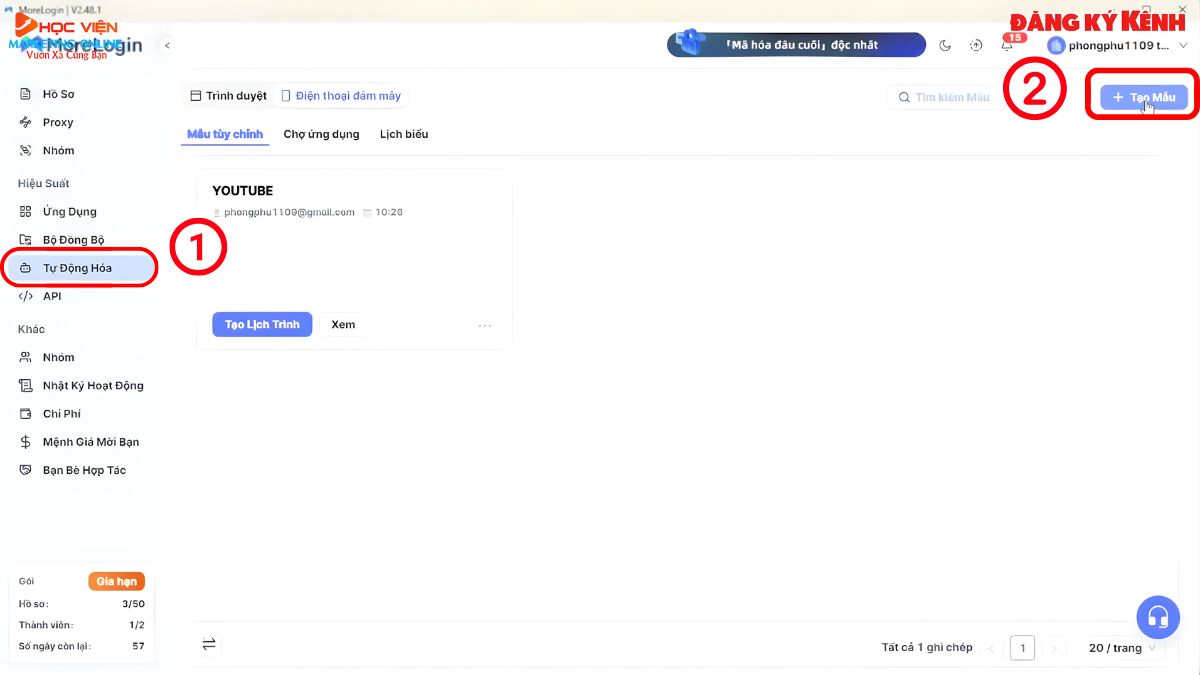 Hướng Dẫn Cách Sử Dụng Tính Năng Tự Động Hóa Với MoreLogin Automation- Xây dựng quy trình tự động hóa bước 1