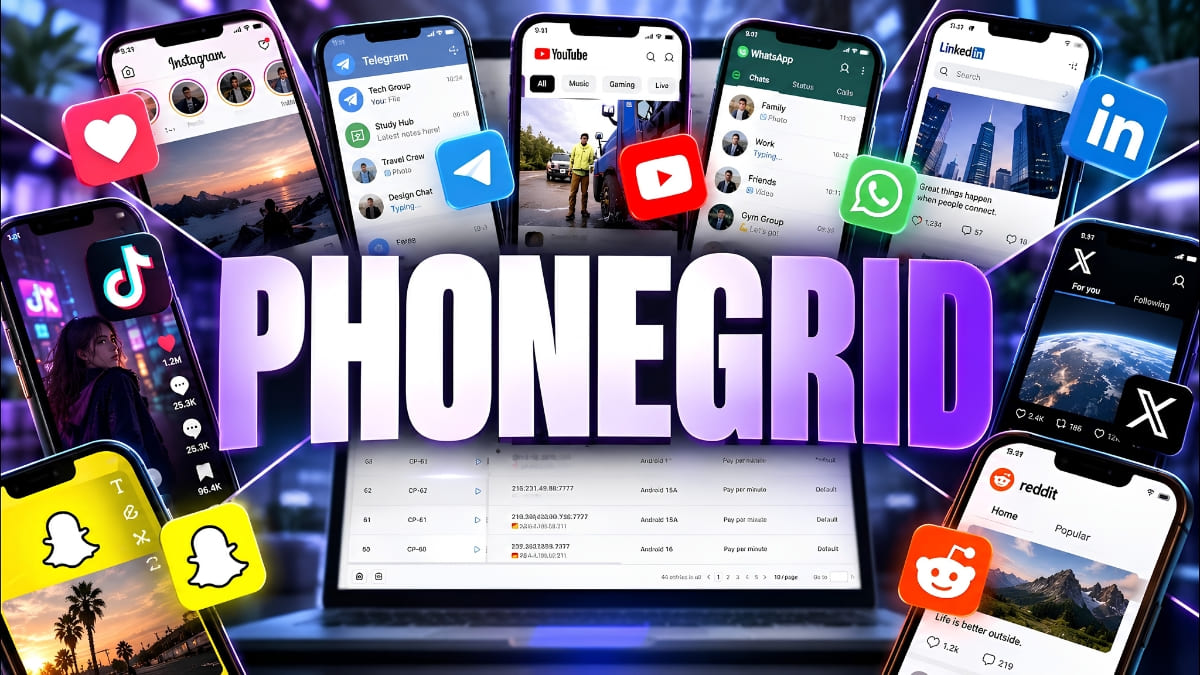 PhoneGrid: Nuôi Và Quản Lý 1000+ Tài Khoản Mạng Xã Hội Kiếm Tiền Online