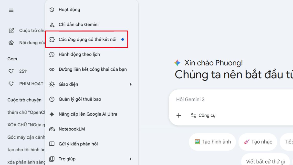 Cách Kết Nối YouTube Music Với Gemini bước 3