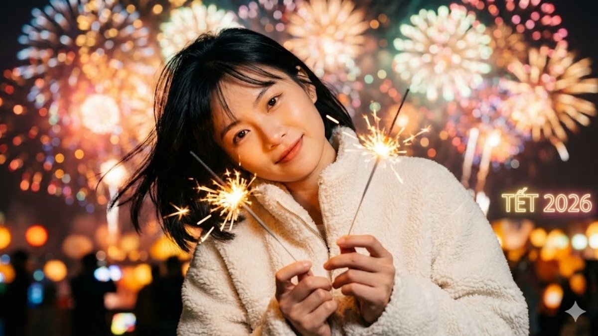 Prompt Câu Lệnh 6 Tạo Ảnh Chân Dung Selfie Pháo Bông Bằng AI 