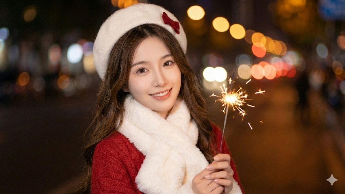 Prompt Câu Lệnh 1 Tạo Ảnh Chân Dung Selfie Pháo Bông Bằng AI 