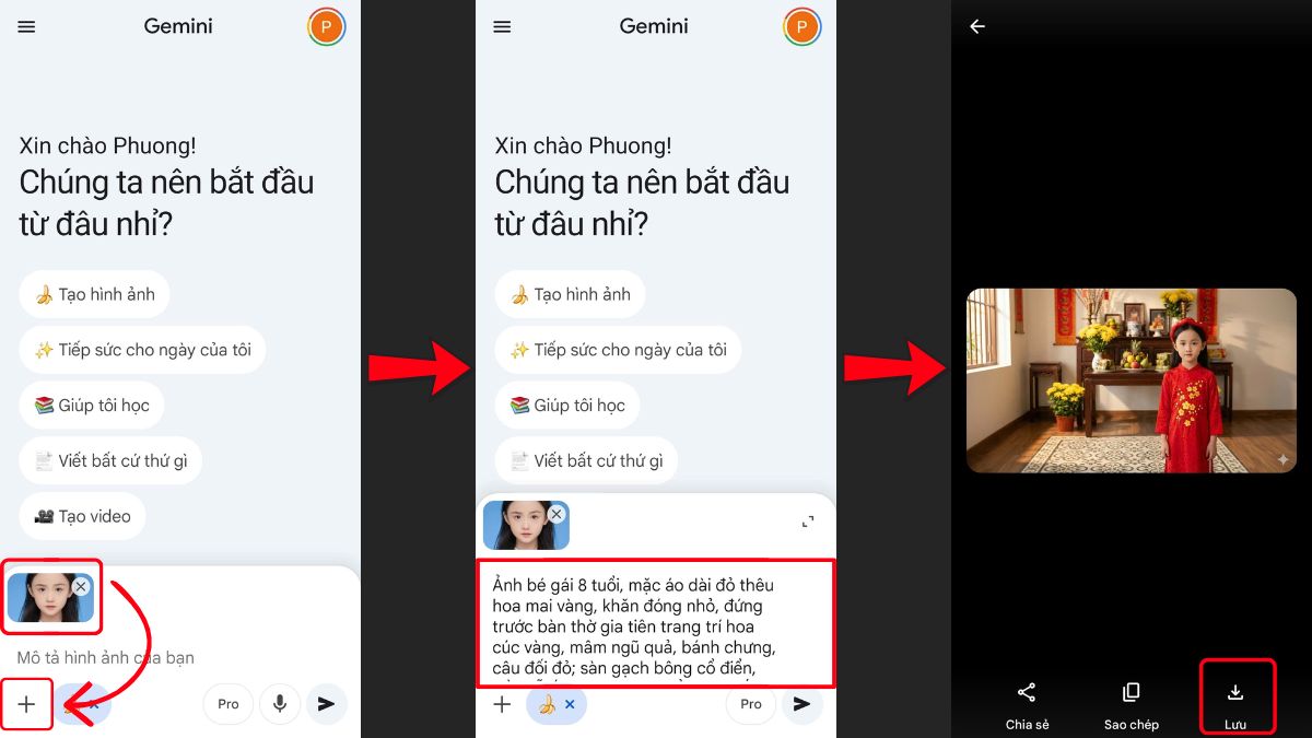Hướng Dẫn Cách Tạo Ảnh Tết Cho Bé Bằng AI Gemini trên điện thoại