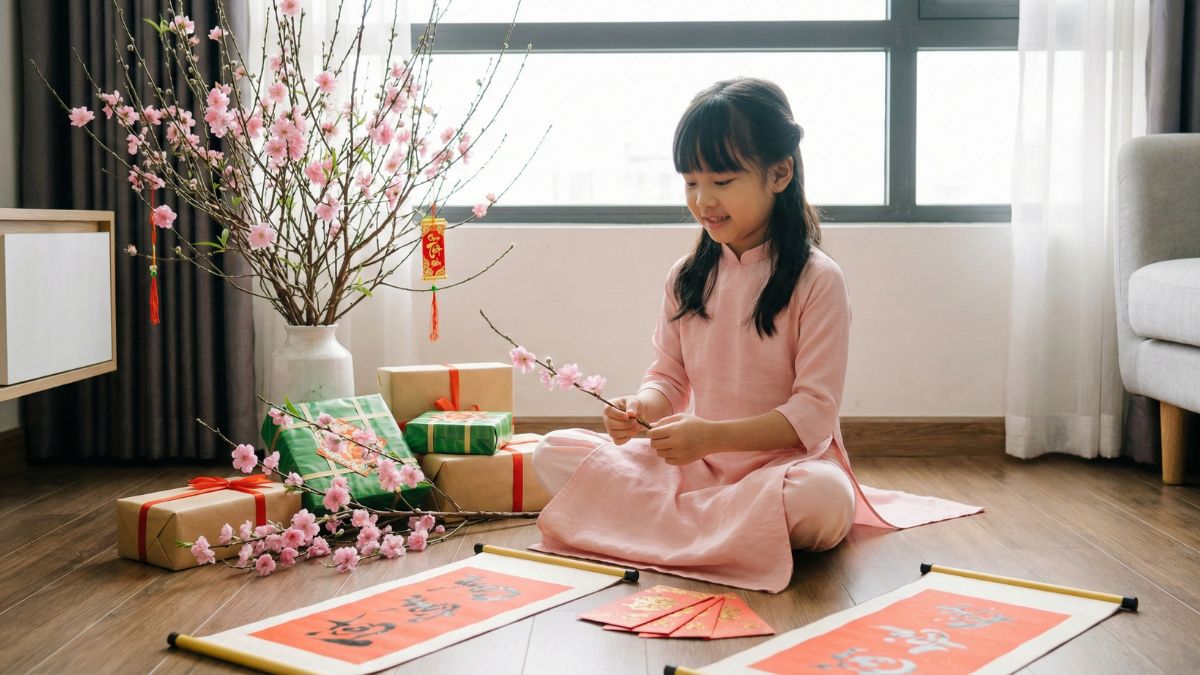 Prompt Câu Lệnh 5 Tạo Ảnh Tết Tông Hồng Pastel Cho Bé Gái