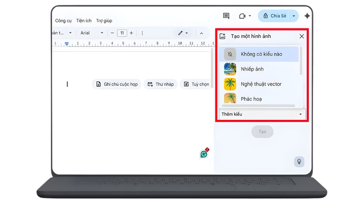 Hướng Dẫn Cách Tạo Ảnh Trong Google Docs Bằng Gemini bước 2.1