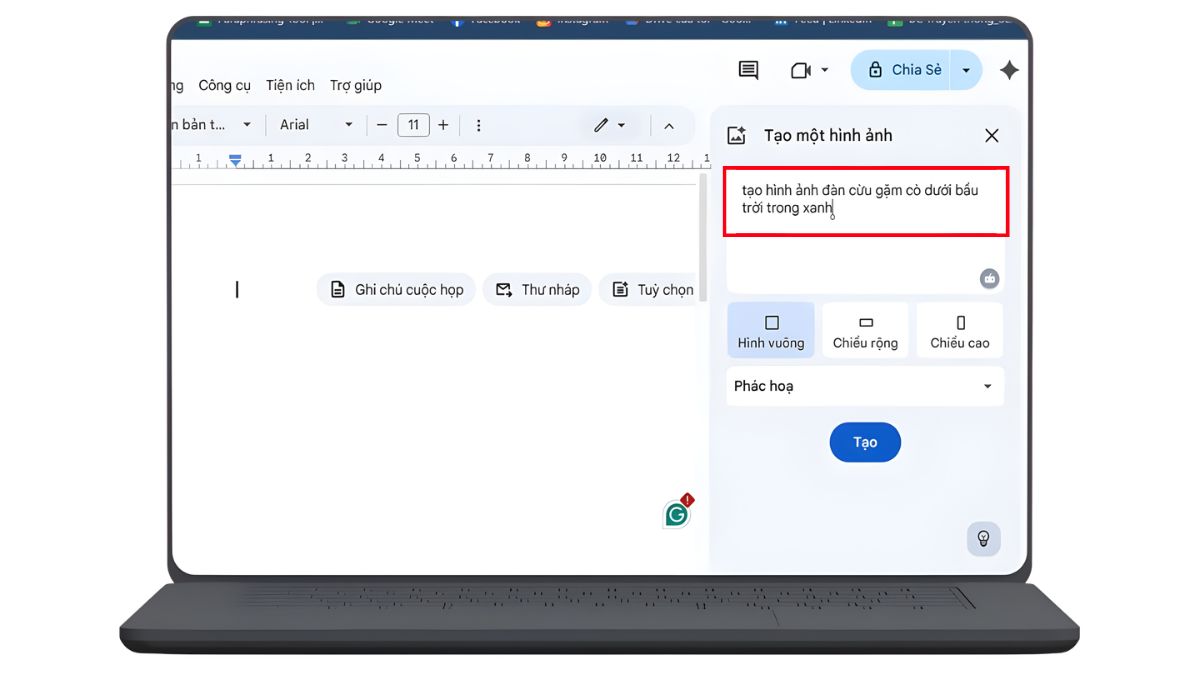 Hướng Dẫn Cách Tạo Ảnh Trong Google Docs Bằng Gemini bước 2.2