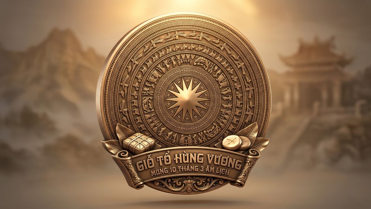 Mẫu Icon Giỗ Tổ Hùng Vương Đẹp- Trống Đồng Đông Sơn