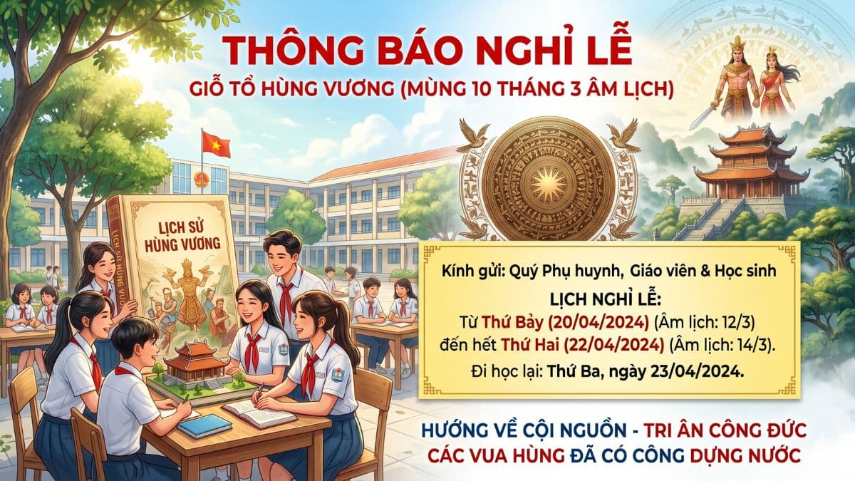 Hướng Dẫn Cách Tạo Mẫu Thông Báo Nghỉ Lễ Giỗ Tổ Hùng Vương 2026