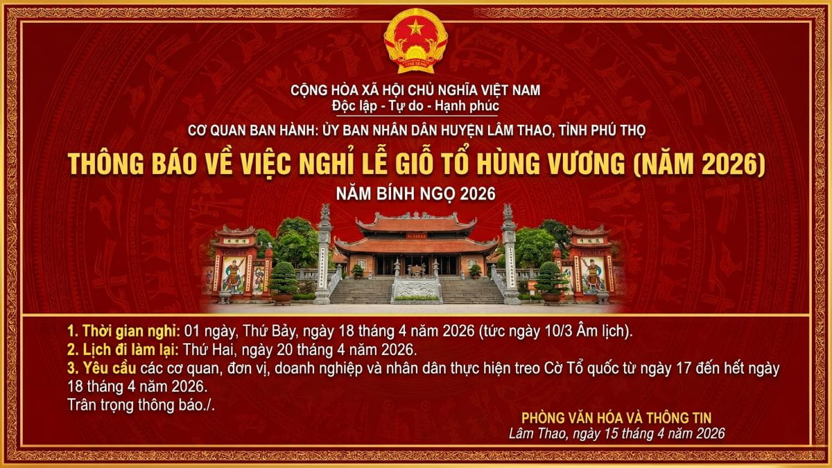 Cấu Trúc Chuẩn Của Mẫu Thông Báo Nghỉ Lễ Giỗ Tổ Hùng Vương