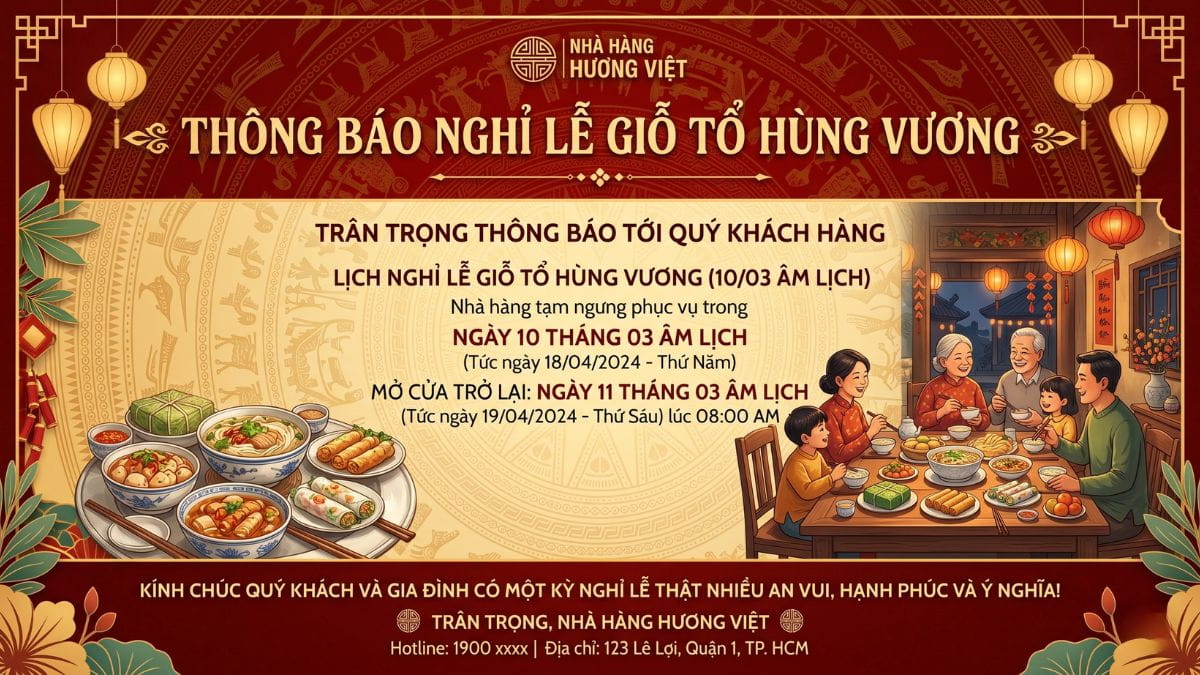 Mẫu Thông Báo Nghỉ Lễ Giỗ Tổ Hùng Vương- Mẫu thông báo khách hàng