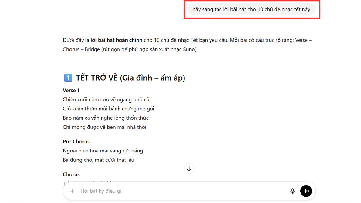 Hướng Dẫn Cách Tạo Nhạc Tết Bằng AI- Soạn lời bằng ChatGPT bước 4