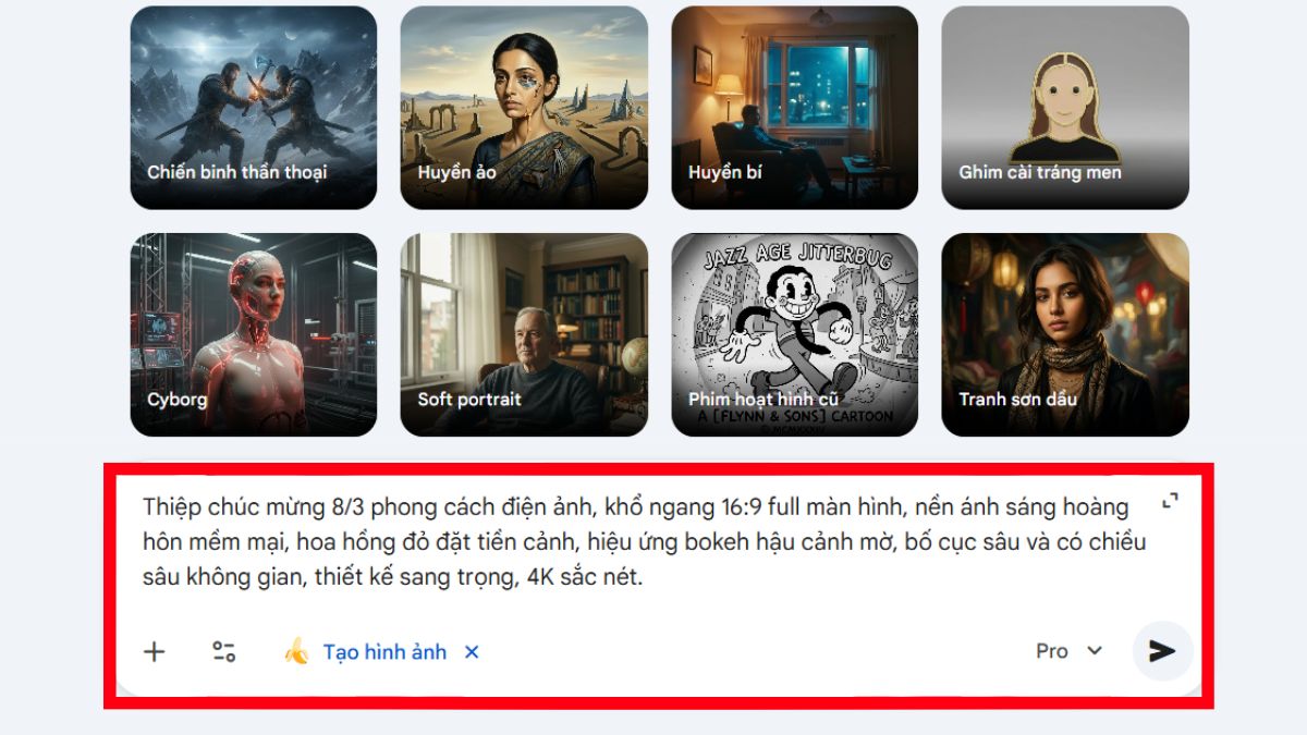 Hướng Dẫn Cách Tạo Thiệp Chúc 8/3 Bằng AI Gemini trên máy tính bước 4