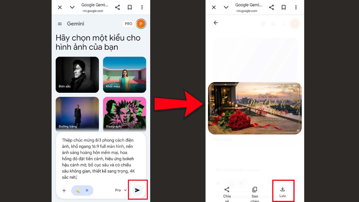 Hướng Dẫn Cách Tạo Thiệp Chúc 8/3 Bằng AI Gemini trên máy tính bước 6