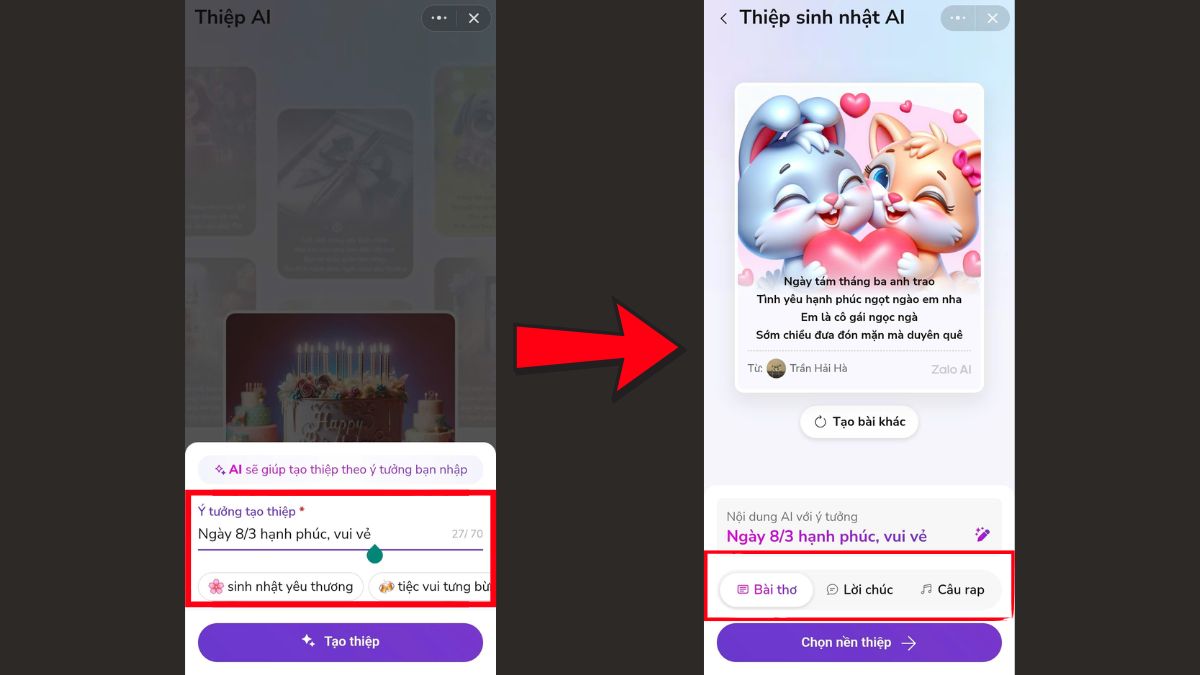 Hướng Dẫn Cách Tạo Thiệp Chúc 8/3 Bằng Zalo AI bước 2