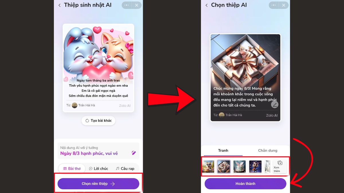 Hướng Dẫn Cách Tạo Thiệp Chúc 8/3 Bằng Zalo AI bước 3.1
